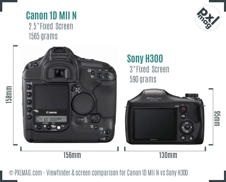 Canon 1D MII N vs Sony H300 Screen and Viewfinder comparison