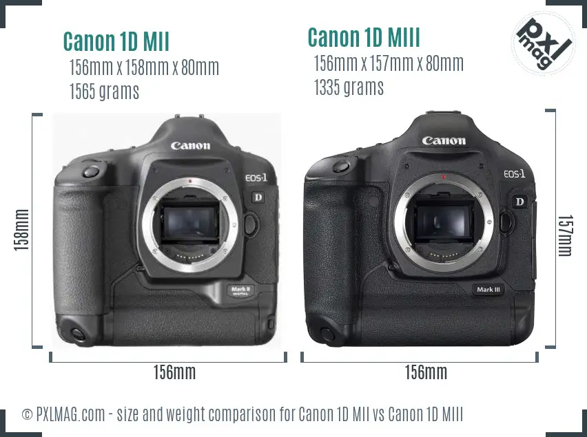 Canon 1D MII vs Canon 1D MIII size comparison