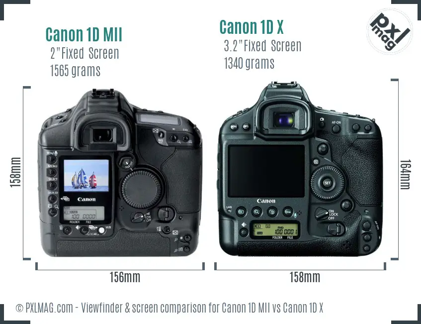 Canon 1D MII vs Canon 1D X Screen and Viewfinder comparison