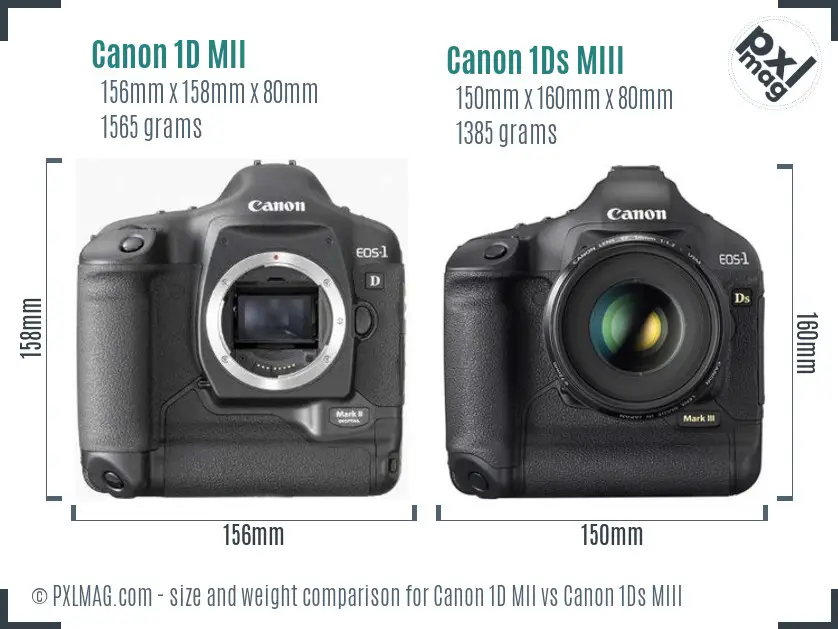 Canon 1D MII vs Canon 1Ds MIII size comparison