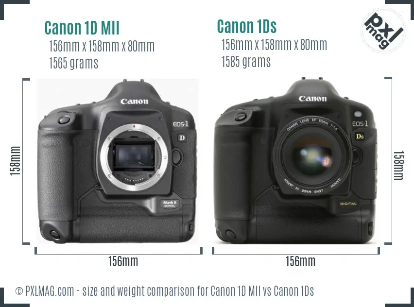 Canon 1D MII vs Canon 1Ds size comparison