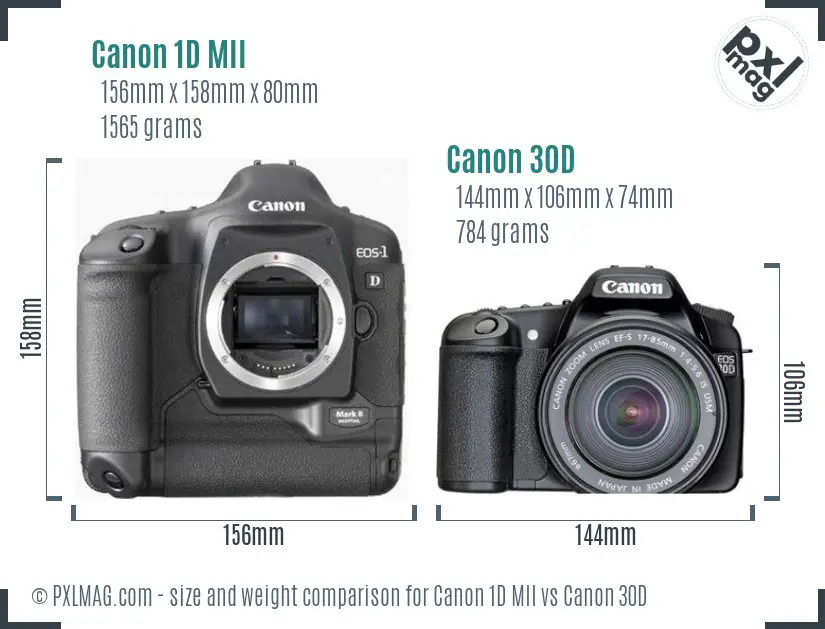 Canon 1D MII vs Canon 30D size comparison Canon 1D MII vs Canon 30D size comparison