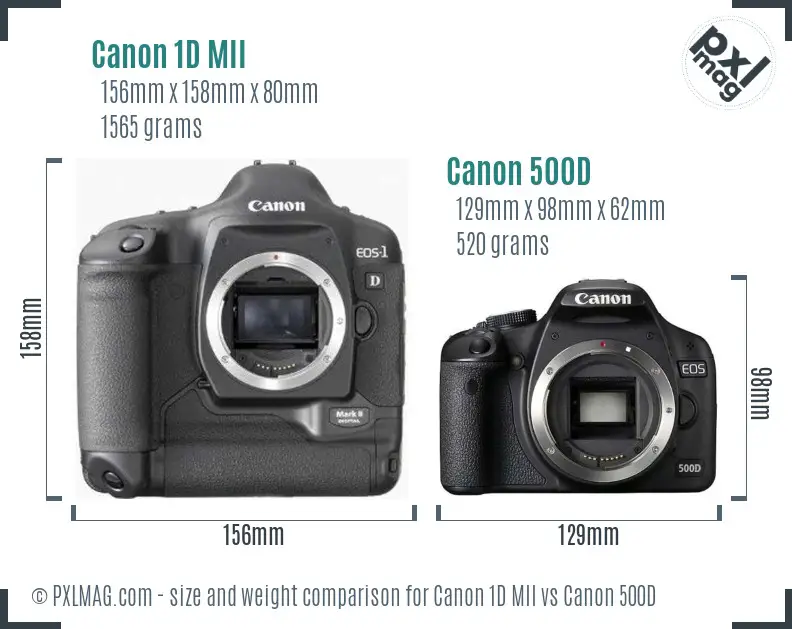 Canon 1D MII vs Canon 500D size comparison Canon 1D MII vs Canon 500D size comparison