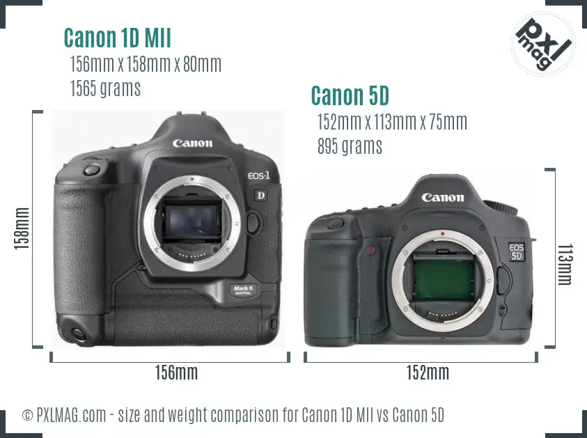 Canon 1D MII vs Canon 5D size comparison Canon 1D MII vs Canon 5D size comparison