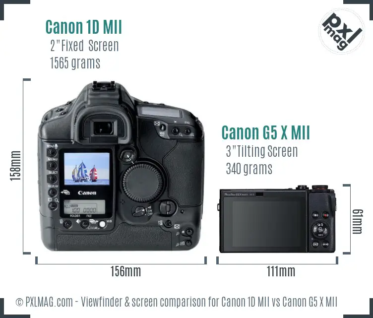 Canon 1D MII vs Canon G5 X MII Screen and Viewfinder comparison Canon 1D MII vs Canon G5 X MII Screen and Viewfinder comparison