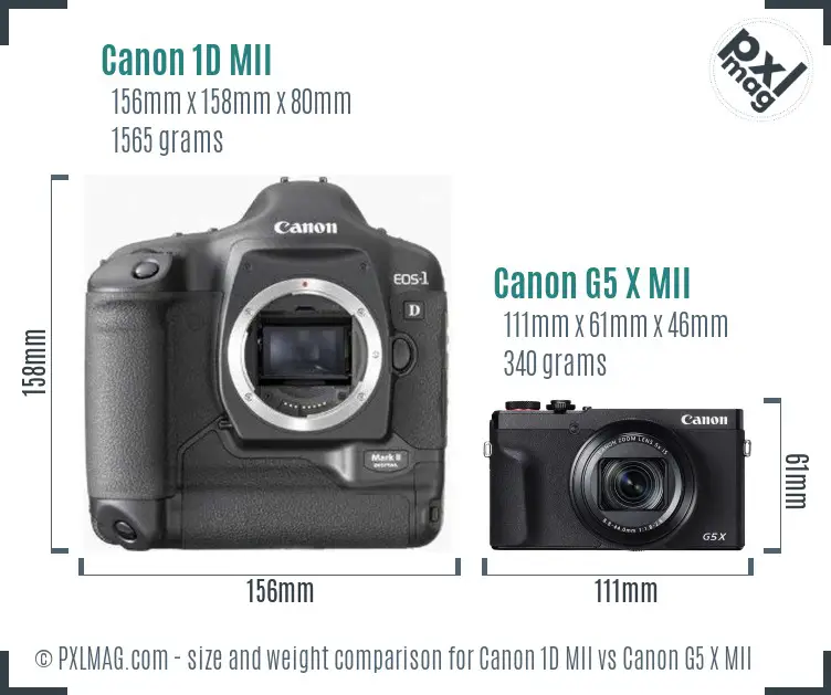 Canon 1D MII vs Canon G5 X MII size comparison Canon 1D MII vs Canon G5 X MII size comparison