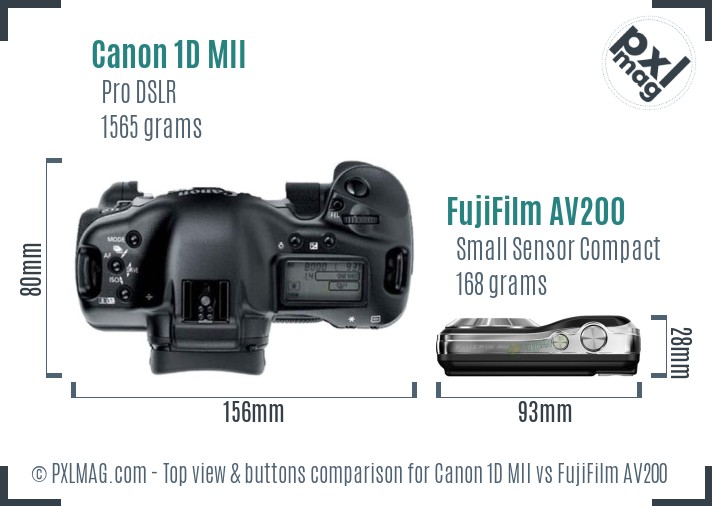 Canon 1D MII vs FujiFilm AV200 top view buttons comparison