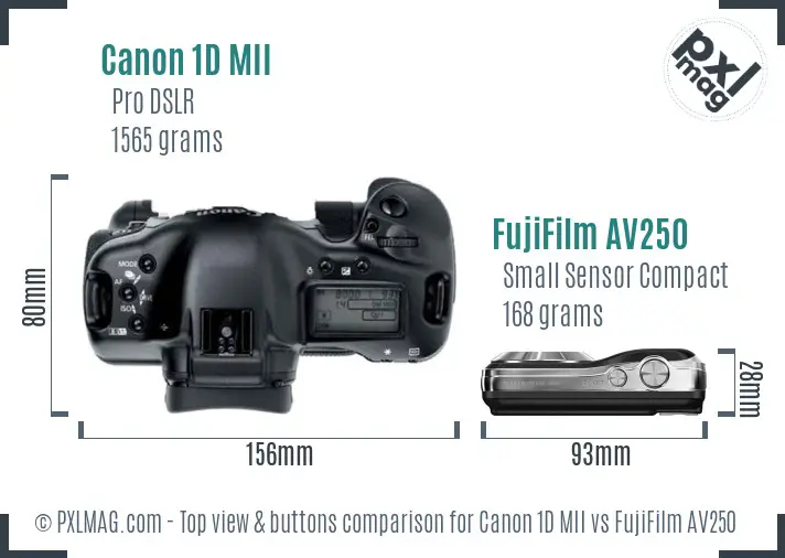 Canon 1D MII vs FujiFilm AV250 top view buttons comparison