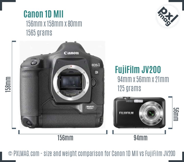 Canon 1D MII vs FujiFilm JV200 size comparison