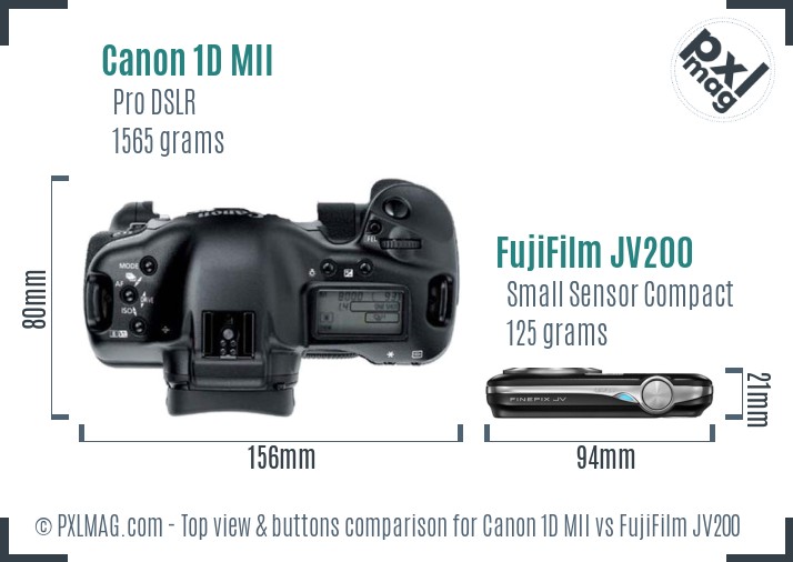 Canon 1D MII vs FujiFilm JV200 top view buttons comparison