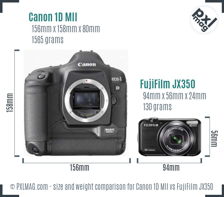 Canon 1D MII vs FujiFilm JX350 size comparison