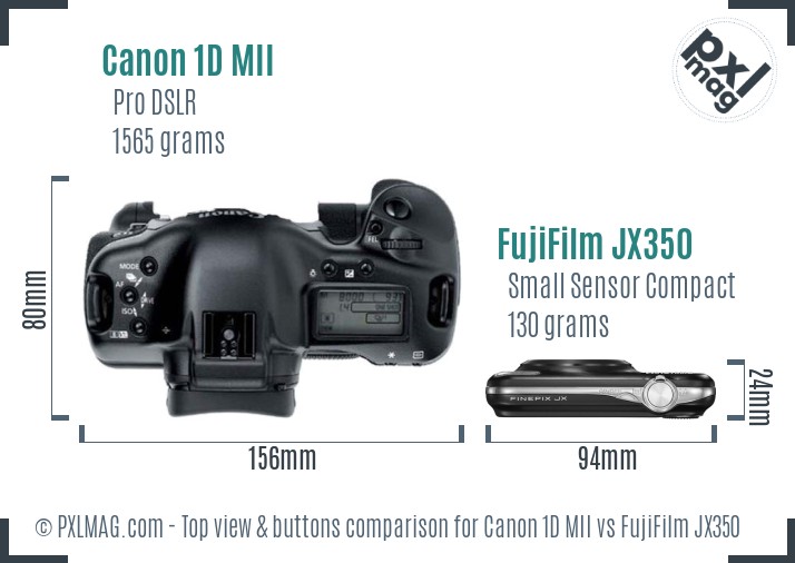 Canon 1D MII vs FujiFilm JX350 top view buttons comparison