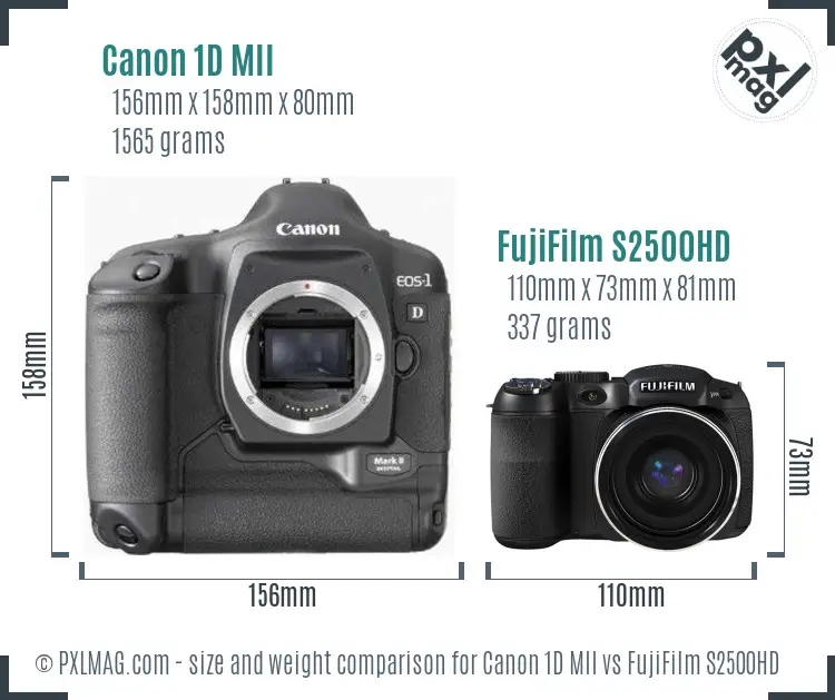 Canon 1D MII vs FujiFilm S2500HD size comparison