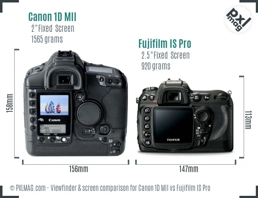 Canon 1D MII vs Fujifilm IS Pro Screen and Viewfinder comparison