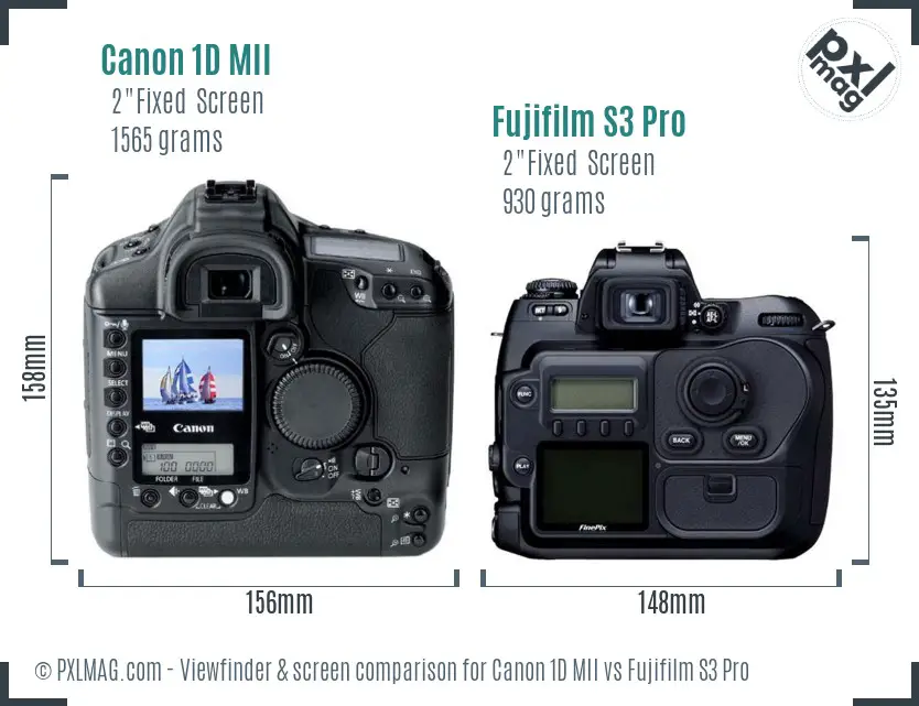 Canon 1D MII vs Fujifilm S3 Pro Screen and Viewfinder comparison
