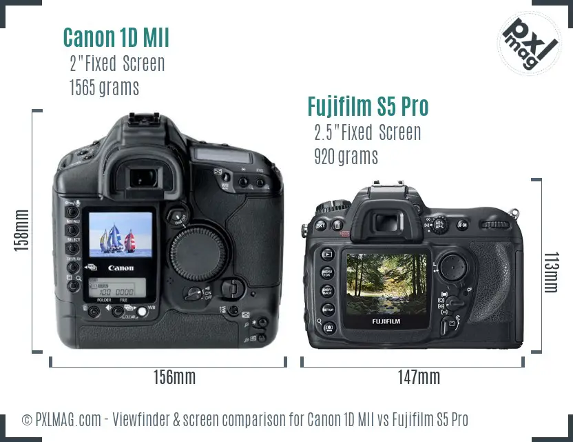 Canon 1D MII vs Fujifilm S5 Pro Screen and Viewfinder comparison