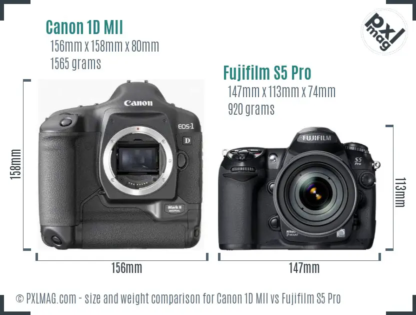 Canon 1D MII vs Fujifilm S5 Pro size comparison