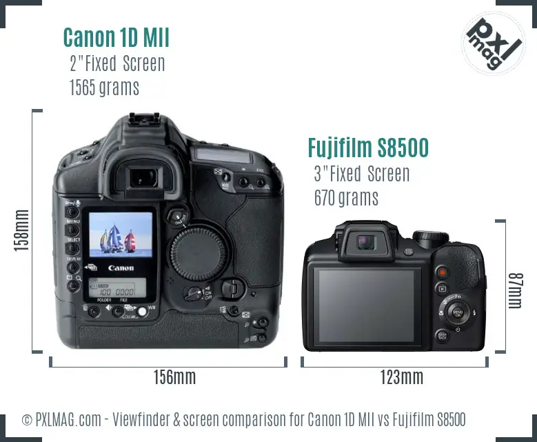 Canon 1D MII vs Fujifilm S8500 Screen and Viewfinder comparison