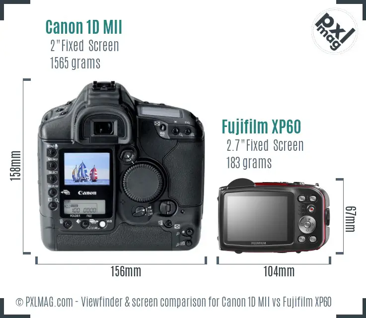 Canon 1D MII vs Fujifilm XP60 Screen and Viewfinder comparison