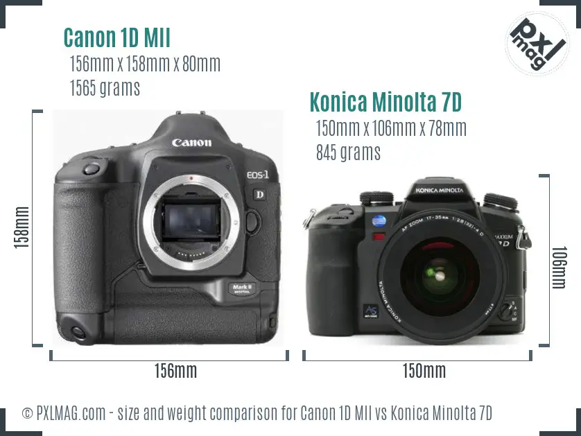 Canon 1D MII vs Konica Minolta 7D size comparison