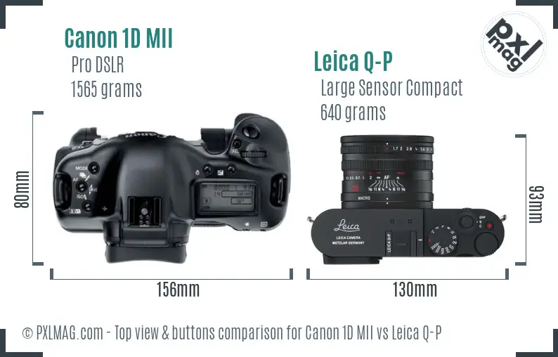 Canon 1D MII vs Leica Q-P top view buttons comparison Canon 1D MII vs Leica Q-P top view buttons comparison