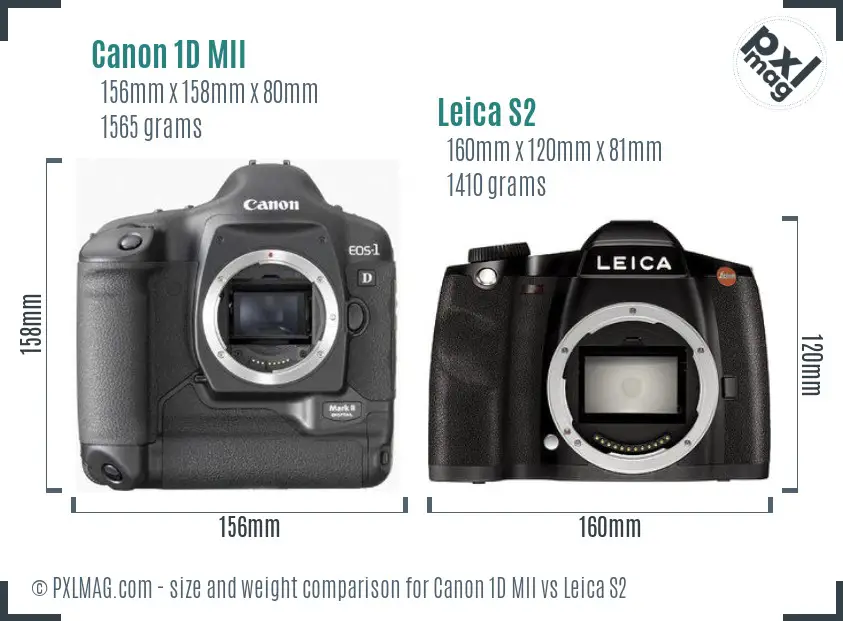 Canon 1D MII vs Leica S2 size comparison