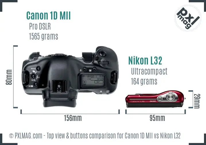 Canon 1D MII vs Nikon L32 top view buttons comparison