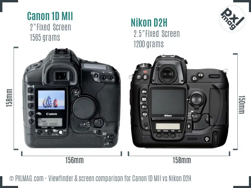 Canon 1D MII vs Nikon D2H Screen and Viewfinder comparison