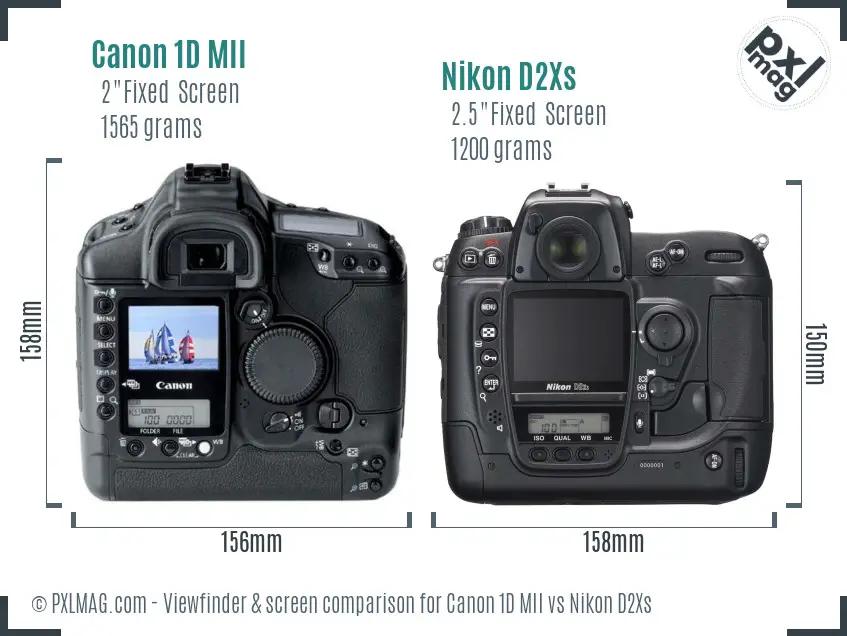 Canon 1D MII vs Nikon D2Xs Screen and Viewfinder comparison