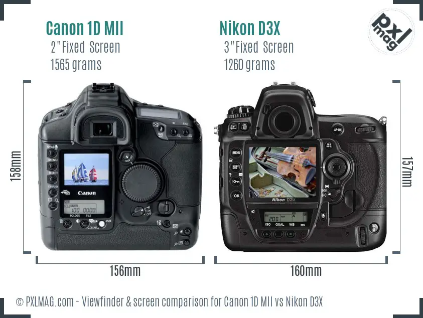 Canon 1D MII vs Nikon D3X Screen and Viewfinder comparison