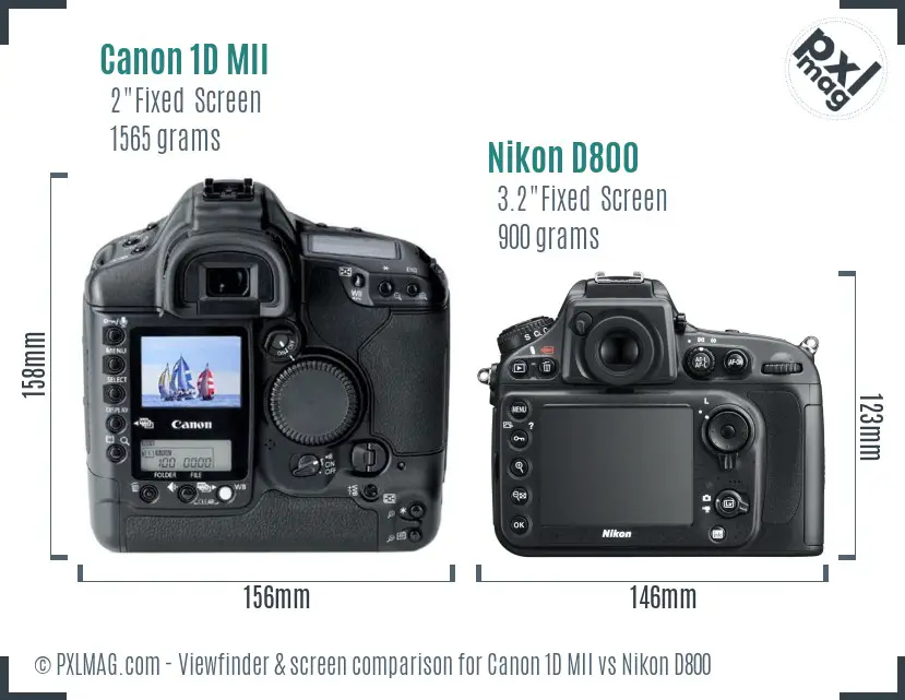 Canon 1D MII vs Nikon D800 Screen and Viewfinder comparison Canon 1D MII vs Nikon D800 Screen and Viewfinder comparison