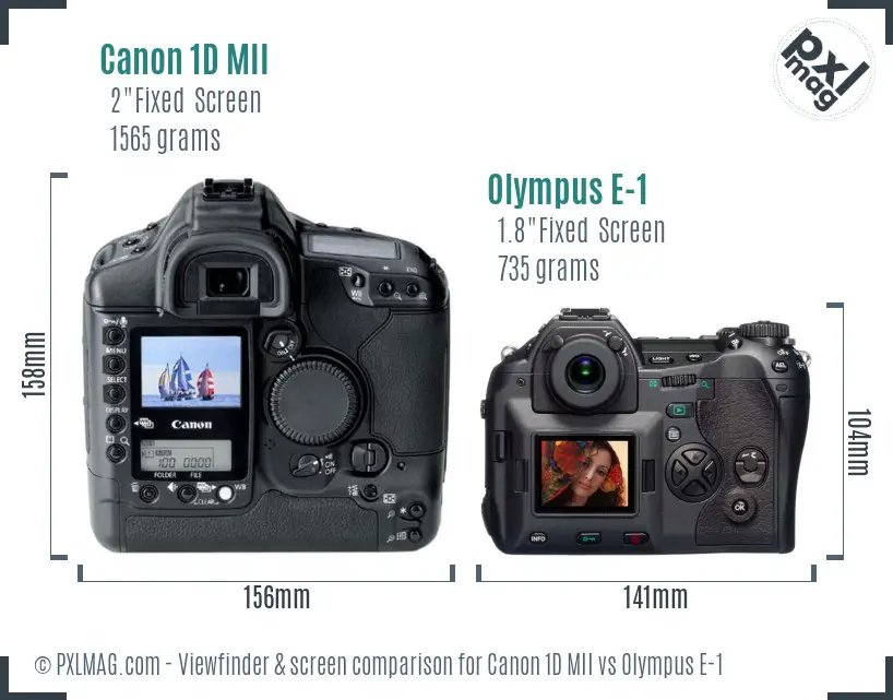 Canon 1D MII vs Olympus E-1 Screen and Viewfinder comparison
