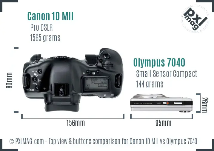 Canon 1D MII vs Olympus 7040 top view buttons comparison