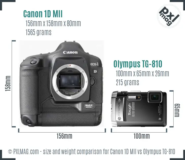 Canon 1D MII vs Olympus TG-810 size comparison