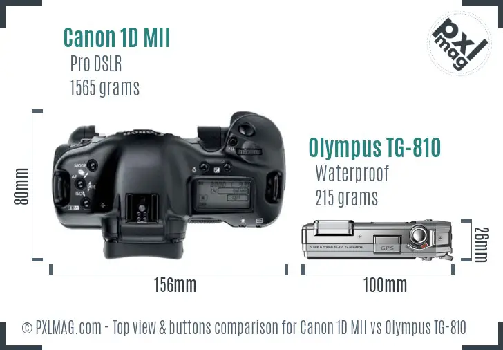 Canon 1D MII vs Olympus TG-810 top view buttons comparison