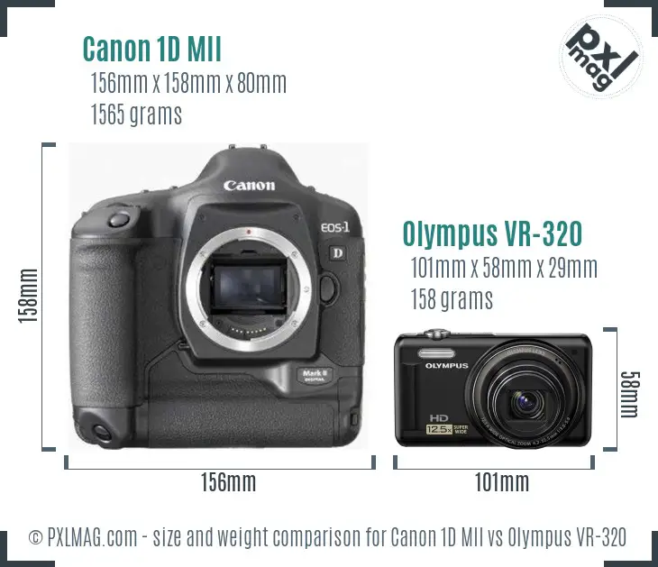 Canon 1D MII vs Olympus VR-320 size comparison