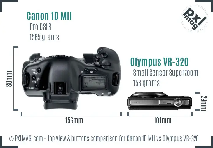Canon 1D MII vs Olympus VR-320 top view buttons comparison