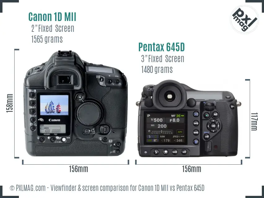 Canon 1D MII vs Pentax 645D Screen and Viewfinder comparison