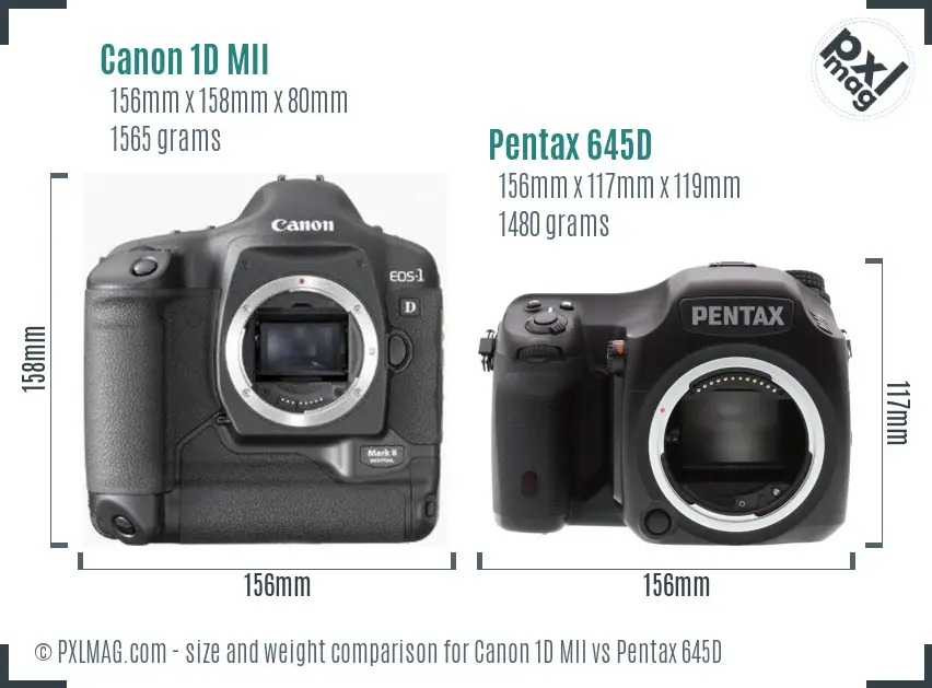 Canon 1D MII vs Pentax 645D size comparison