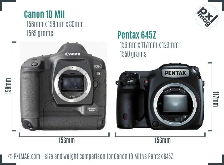 Canon 1D MII vs Pentax 645Z size comparison