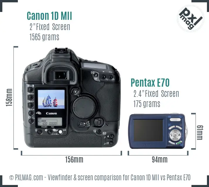 Canon 1D MII vs Pentax E70 Screen and Viewfinder comparison