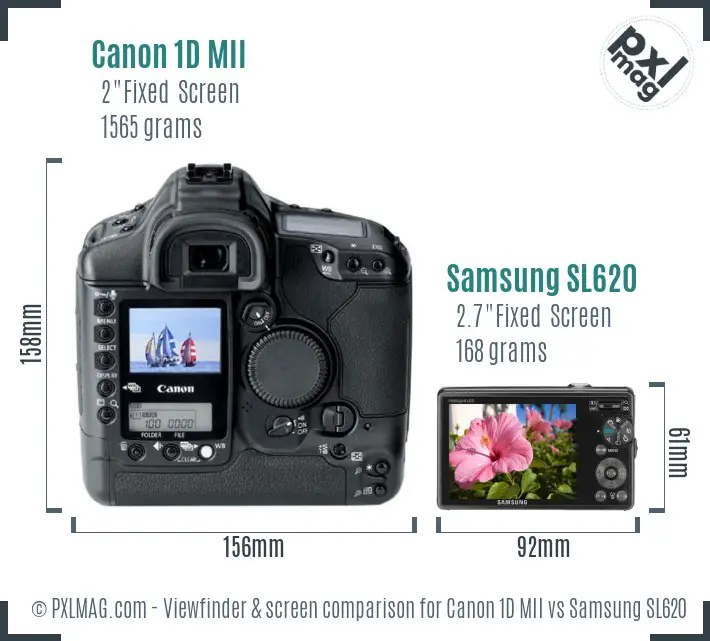 Canon 1D MII vs Samsung SL620 Screen and Viewfinder comparison