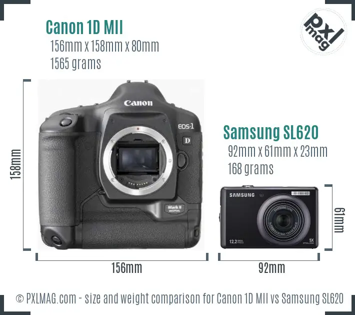 Canon 1D MII vs Samsung SL620 size comparison
