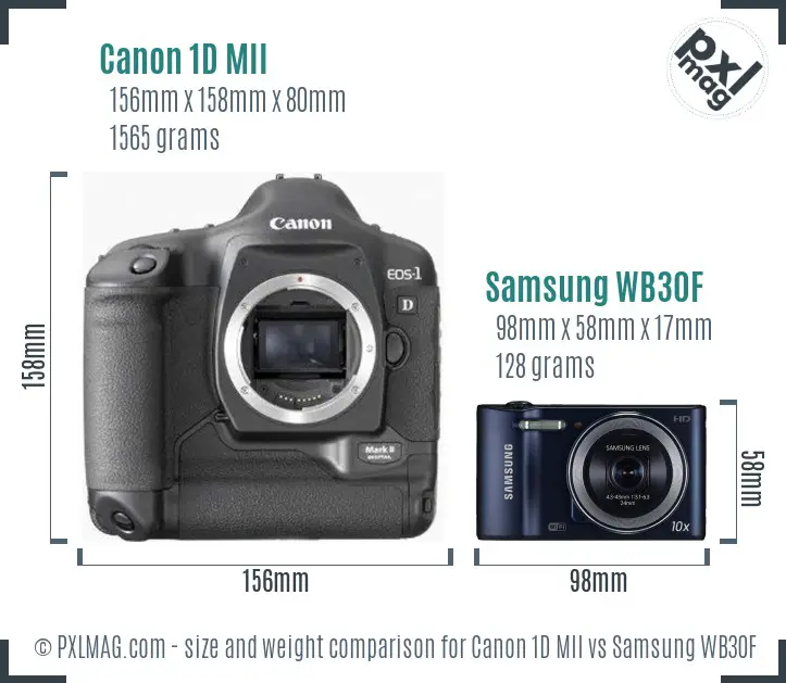 Canon 1D MII vs Samsung WB30F size comparison Canon 1D MII vs Samsung WB30F size comparison