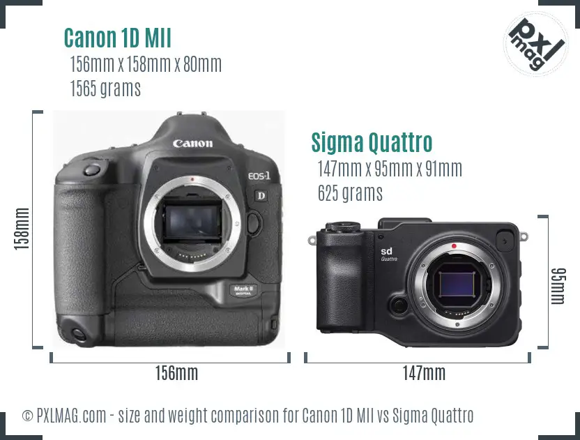 Canon 1D MII vs Sigma Quattro size comparison