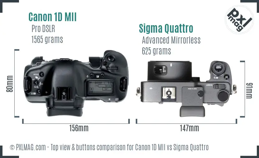 Canon 1D MII vs Sigma Quattro top view buttons comparison