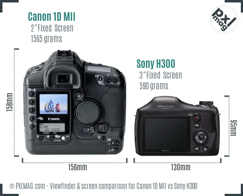 Canon 1D MII vs Sony H300 Screen and Viewfinder comparison