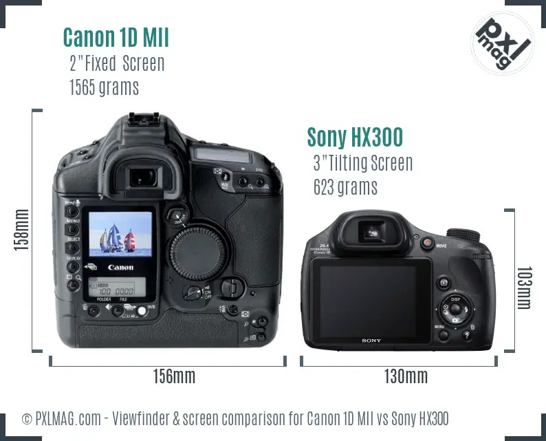 Canon 1D MII vs Sony HX300 Screen and Viewfinder comparison