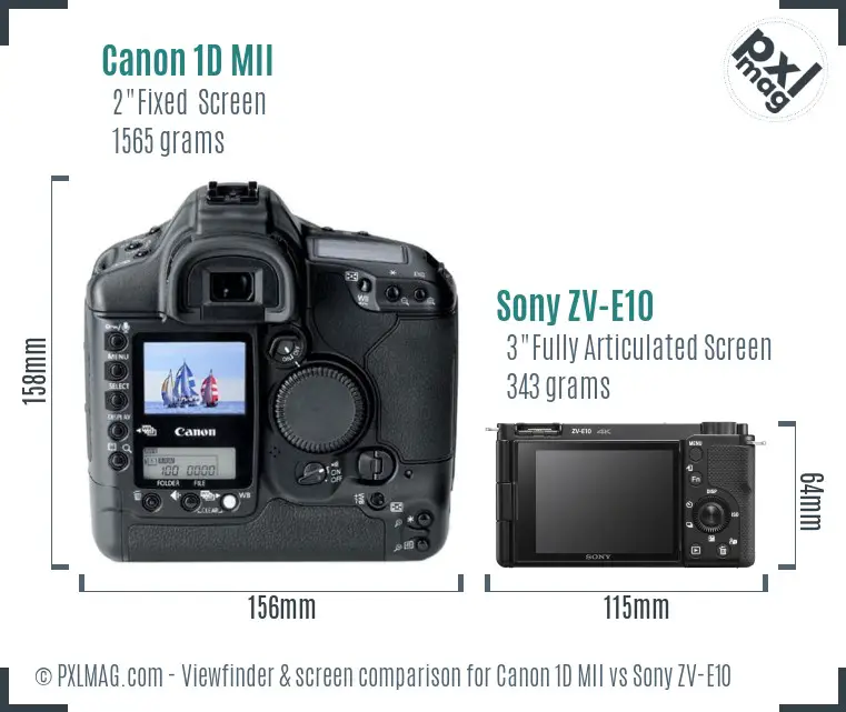Canon 1D MII vs Sony ZV-E10 Screen and Viewfinder comparison Canon 1D MII vs Sony ZV-E10 Screen and Viewfinder comparison