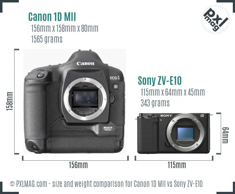 Canon 1D MII vs Sony ZV-E10 size comparison Canon 1D MII vs Sony ZV-E10 size comparison